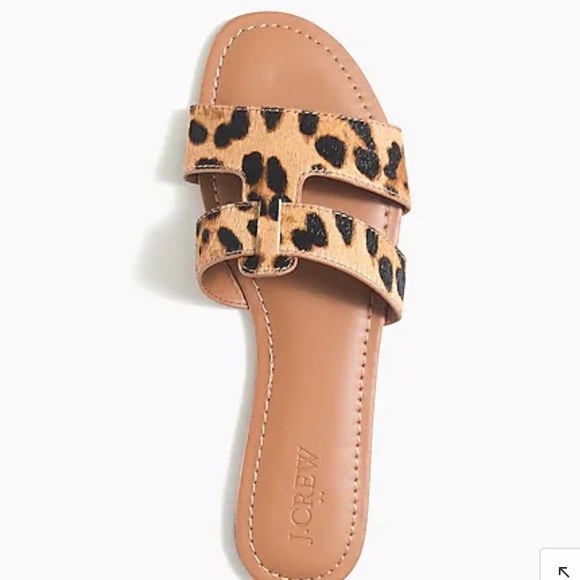 NWT jcrew leopard print calf hair slides sandals - Picture 2 of 5